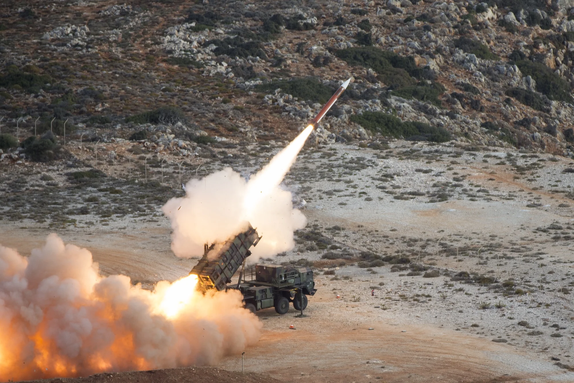 Das Flugabwehrraketensysteme Patriot beim "scharfen Schuss" auf Kreta.