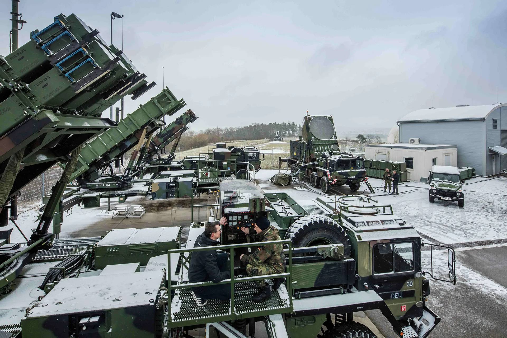 Patriot-Systeme im Einsatztest durch die Bundeswehr auf dem MBDA-Testgelände in Freinhausen bei München.