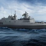 3D-Modell der ersten Fregatte der Tamandaré-Klasse. Am 24. März fand auf der Werft thyssenkrupp Estaleiro Brasil Sul in Itajaí im Bundesstaat Santa Catarina die feierliche Zeremonie zur Kiellegung statt.