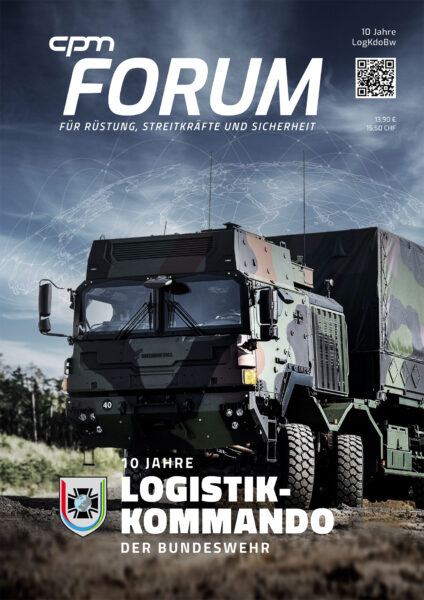 Titelblatt der Sonderausgabe „10 Jahre Logistikkommando der Bundeswehr“, cpmFORUM 1/2023.