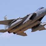 Eine amerikanische F-15 während AIR DEFENDER 23 bei Hohn.