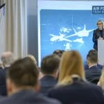 Hauptgeschäftsführerin des Bundesverbandes der Deutschen Luft- und Raumfahrtindustrie, Marie-Christine von Hahn, beim heute in Berlin begonnenen Air Force Tech Summit 2025.
