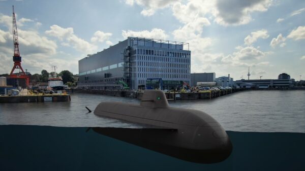 U-Boot U212 CD vor der neuen Schiffbauhalle der thyssenkrupp Marine Systems in Kiel.