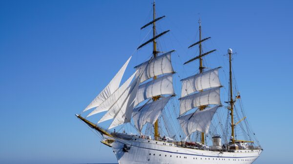 Die Galionsfigur der GORCH FOCK zeigt einen stilisierten Albatros.