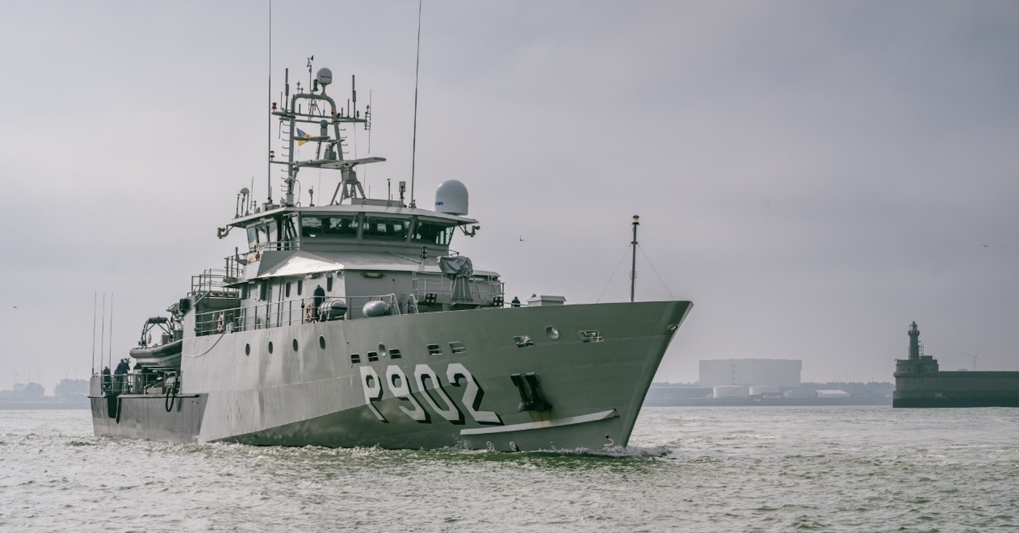 Das Patrouillenboot BNS Pollux der belgischen Marine vom Typ P902 Castor wird auf der DSEI zu sehen sein.