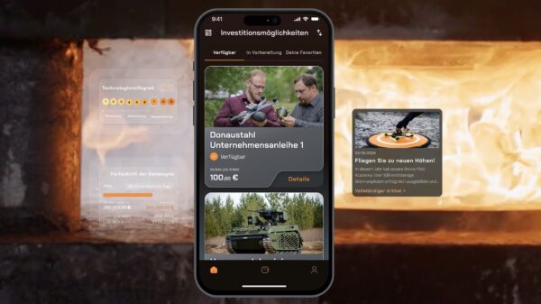 Auf der Plattform tacct für Smartphones können Privatanleger in Rüstungs-Start-ups wie Donaustahl investieren. Hohen Rendite werden versprochen.