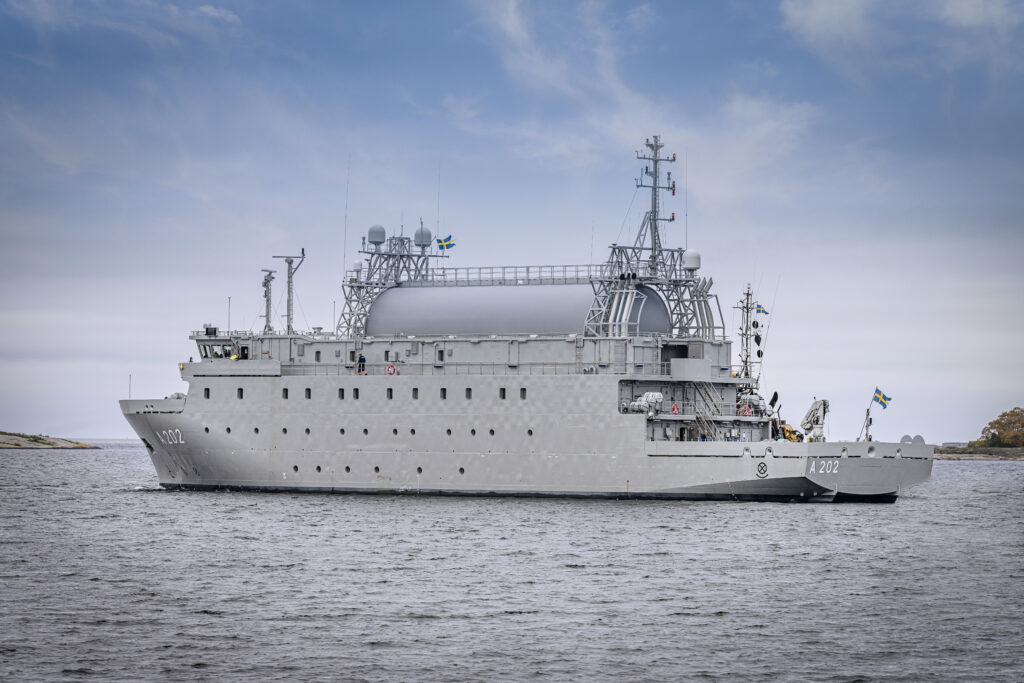 Schwedisches SIGINT-Schiff Artemis bei einer Erprobungsfahrt.
