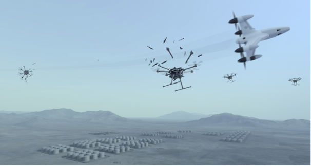 INTERCEPTOR: Bildliche Darstellung der Wirkweise gegen kleinere UAVs