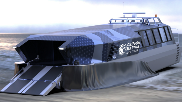 JCC: Das Konzept des Amphibious Insertion Craft (AIC) verknüpt Katamaranrümpfe mit dem Element Luftkissen.