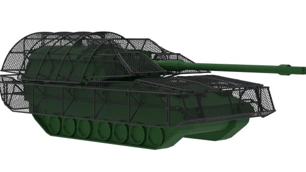 Käfigpanzerung: Drohnenkäfig für die PzH2000NL.