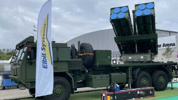 Der Mehrfachraketenwerfer PULS von Elbit Systems auf den DALO Industry Days bei Kopenhagen.