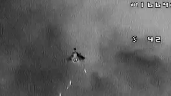 Russische Drohnen: Eine Geran-2-Drohne wurde beim Auslegen von Minen ertappt, gefilmt von einer ukrainischen Abfangdrohne. (Serhii_Flash Telegram-Kanal)