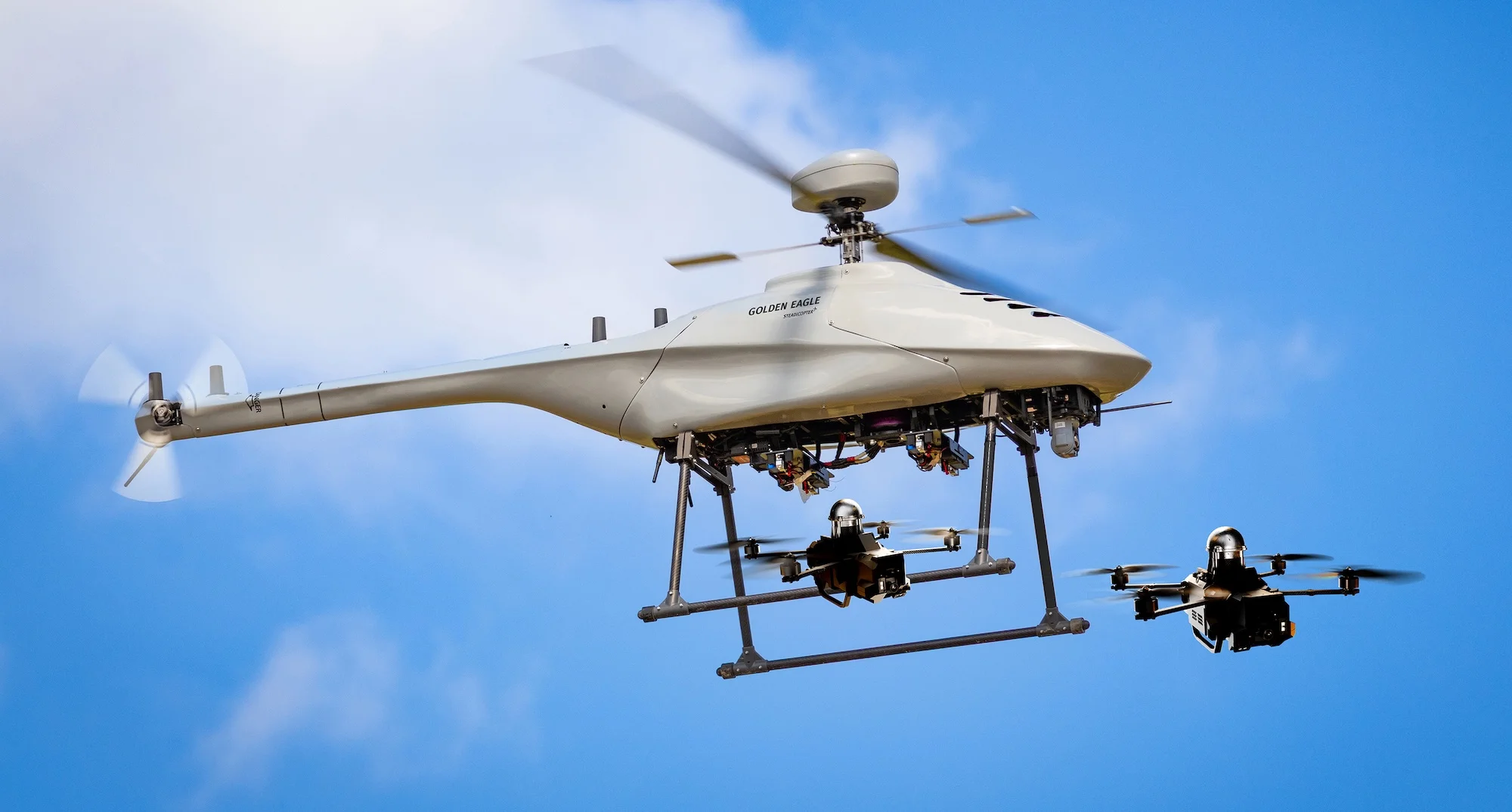 Steadicopter hat eine Version seines Drehflügel-UAVs Golden Eagle vorgestellt, die als „Mutterschiff“ für anhaltende Einsätze in umkämpften und verweigerten Einsatzumgebungen konzipiert ist.
