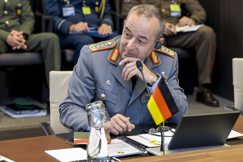 Generalinspekteur Carsten Breuer beim Gipfel von Vilnius im Militärausschuss der Generalstabschefs am 10. Mai 2023 in Brüssel.