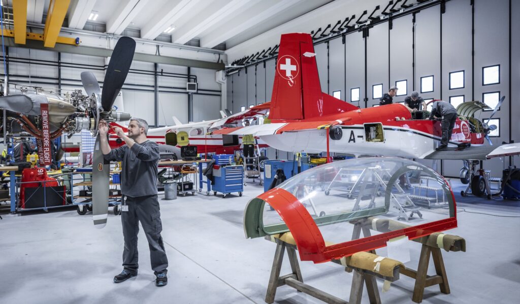 Blick in den Hangar.