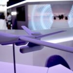 Unbemannte Aufklärung: Auf der Paris Air Show zeigte General Atomics ein Modell der MQ-9B mit zwei kleinen EriEye-Radaren von Saab.