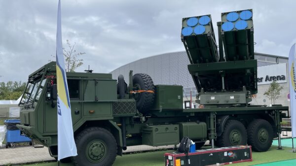 Der Mehrfachraketenwerfer PULS von Elbit Systems auf den DALO Industry Days 2024 bei Kopenhagen.