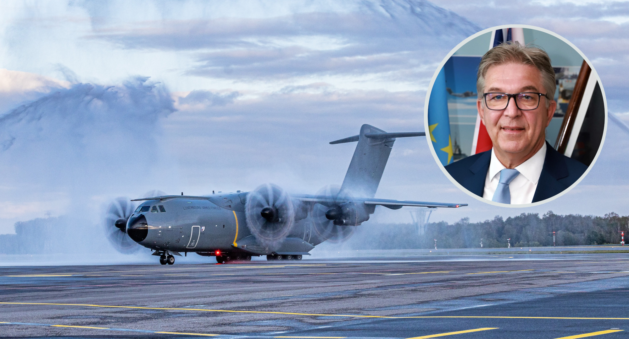 OCCAR: A400M der Luxemburgischen Streitkräfte und Portrait von Joachim Sucker.