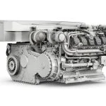 Hybrides Powerpack mit mtu-Motor 10V 199 und elektrifiziertem Lenkschaltgetriebe eLGS 5000 von ZF für das europäische Main Ground Combat System (MGCS), dem vorgesehenen Nachfolger für Leopard 2 aus Deutschland und Leclerc aus Frankreich.