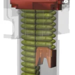 Aufbau des beidseitigen Magazins des Mimic Speed9. Es kann bis zu 60 Patronen 9x19 mm aufnehmen. Der Magazinwechsel erfolgt durch einfaches und schnelles Drehen.