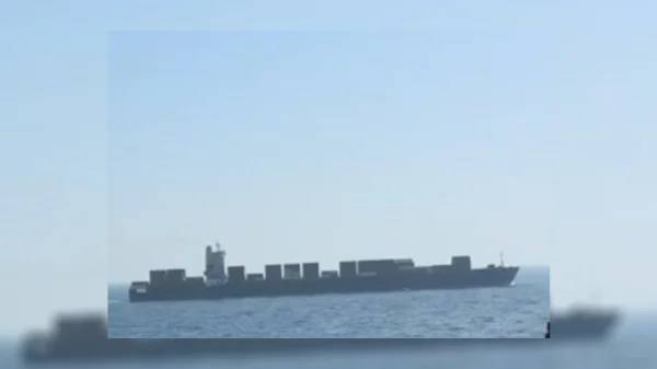 Die MV Touska kurz vor ihrer Beschlagnahmung durch die US-Marine.