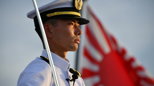 Japanische Marineoffizier der Seestreitkräfte Japans..