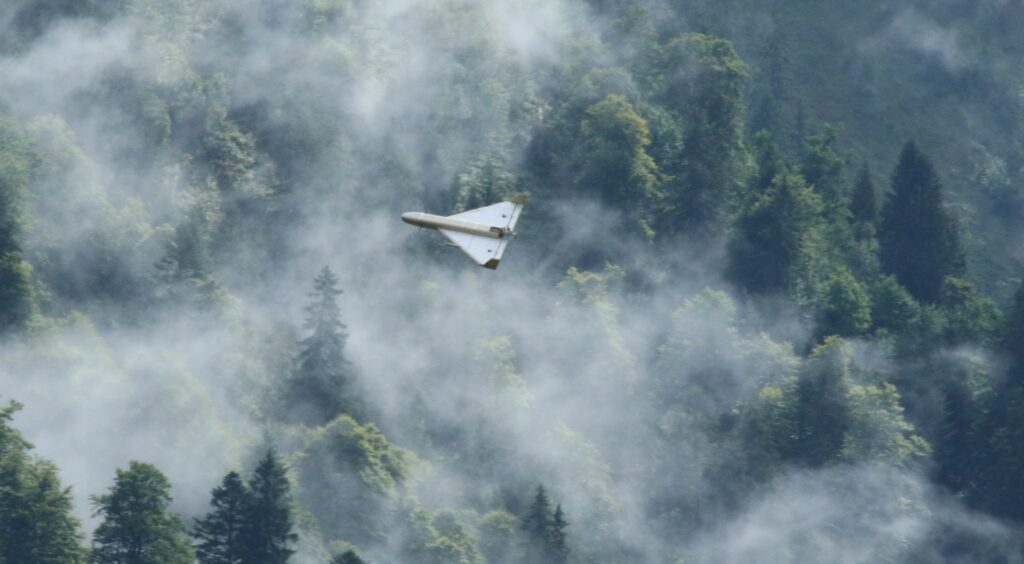 Zieldrohne des Typs Rheinmetall Delta B15 bei den Tests durch QinetiQ für die unbemannte Flugzieldarstellung (uFZD) der Bundeswehr.