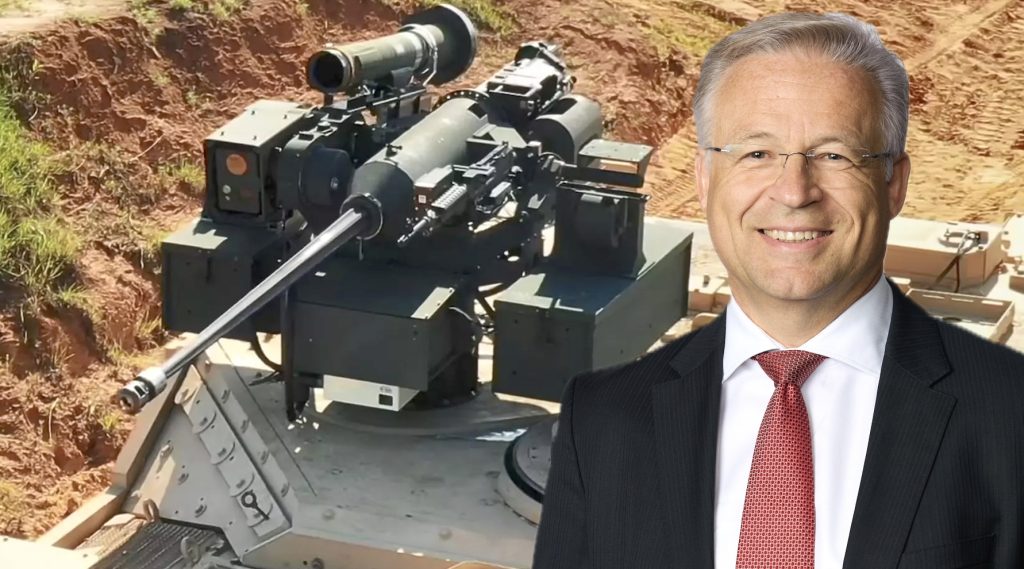 Dr. Andreas Schwer, CEO von EOS, ist von seinen Waffenstationen (hier R800 Slinger) überzeugt. In Deutschland will er die EOS-Laser-Systeme verkaufen.