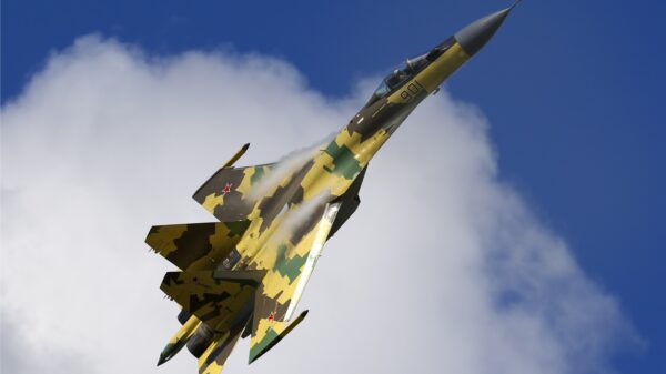 Eine Suchoi Su-35 der russischen Luftwaffe bei der MAKS 2009 in Moskau.