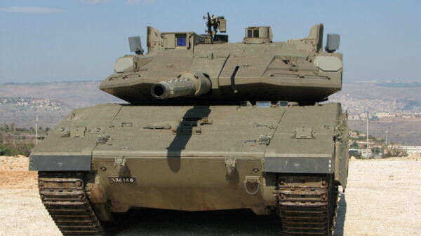 Trophy APS auf einem israelischen Merkava 4 Kampfpanzer.