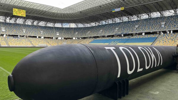 Mock-up des unbemannten Unterwassersystems TLK-1000 beim von Brave1 veranstalteten Defence Tech Valley 2025 in Lwiw, Ukraine.