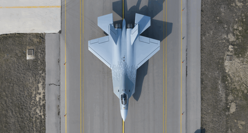 Der türkische Kampfjet KAAN in der Draufsicht.