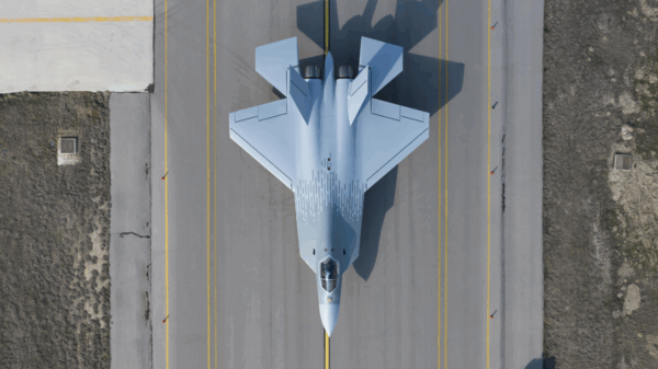 Der türkische Kampfjet KAAN in der Draufsicht.