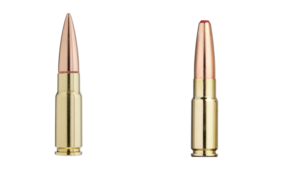 Die Munition .338 ARC 175-gr HP (l.) und die Munition .338 ARC 307gr Sub-X Subsonic (r.)