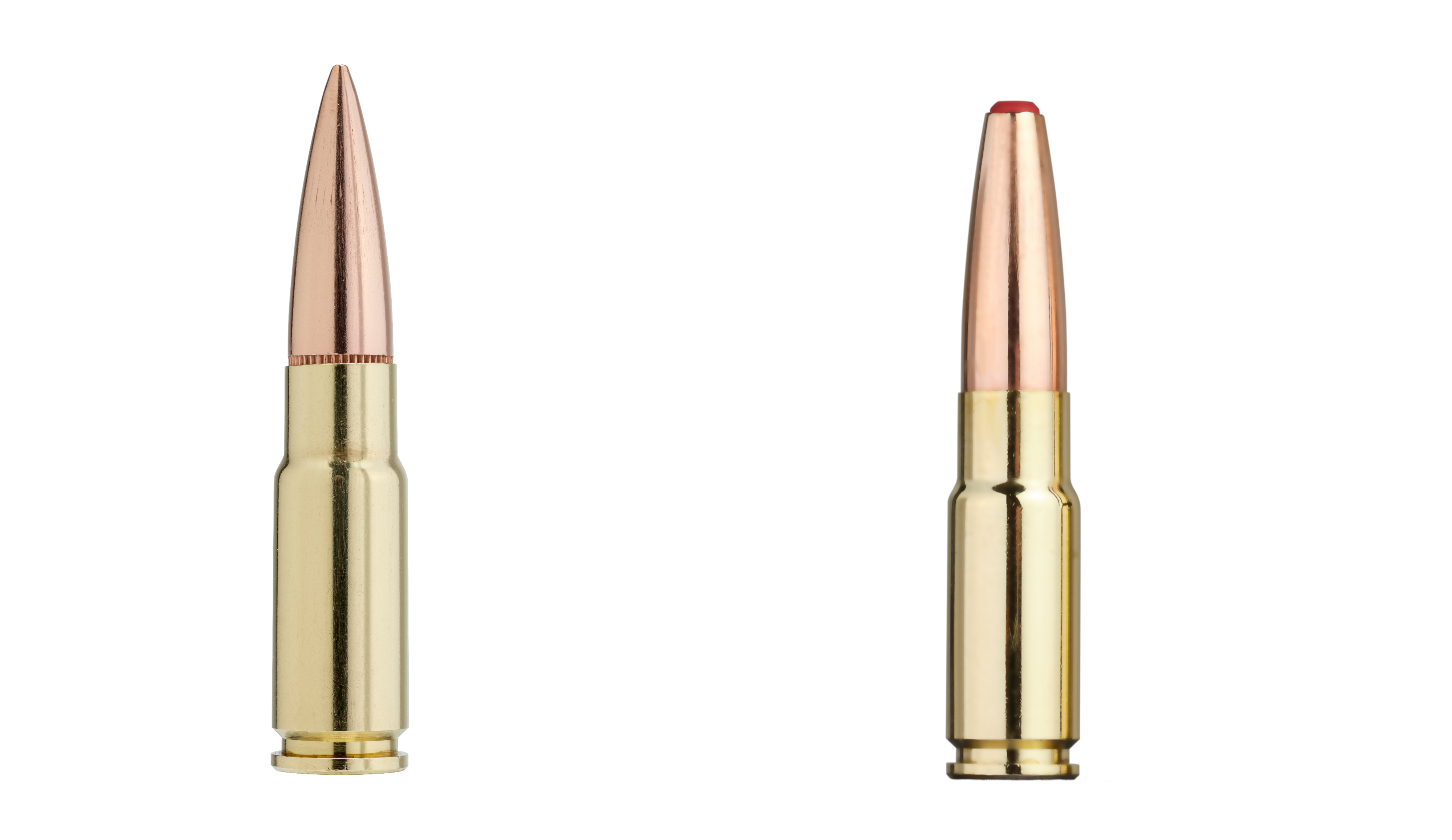 Die Munition .338 ARC 175-gr HP (l.) und die Munition .338 ARC 307gr Sub-X Subsonic (r.)