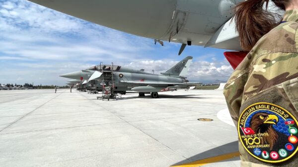 Eurofighter für die Türkei: Eurofighter Typhoon der Royal Airforce flogen mit ihren katarischen Geschwistern im Formationsflug über Anatolien. Bei der Übung vor zwei Jahren flog die Türkei selbst nur F-16 – das soll sich ändern.
